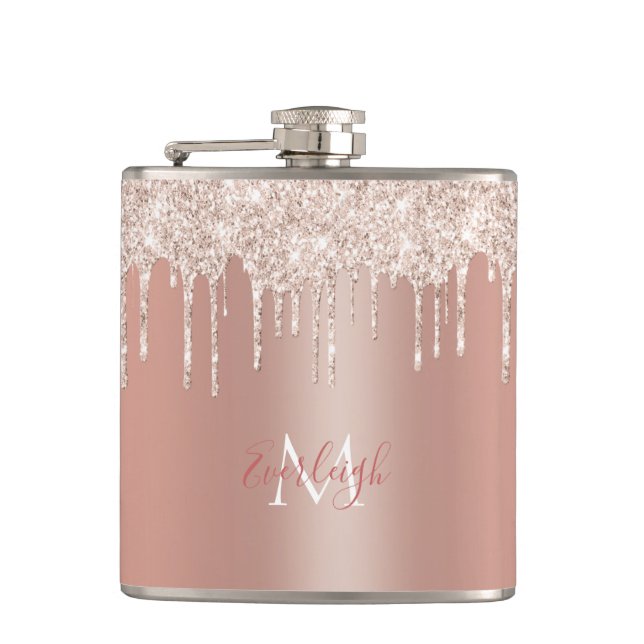 Drift av lyxolja Ro Guld Glitter med Namn/Monogram Fickplunta (Framsidan)