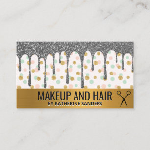 Drift av silver Glitter / Guld Polka Dot Mönster Visitkort
