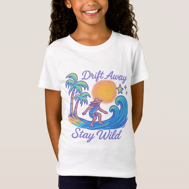 "Drift bort och håll Vild - Neon Surfer Vibes" T Shirt (Framsida)