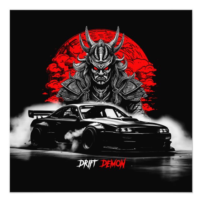 Drift Demon Samurai JDM Car Driving Phonk Fototryck (Framsidan)