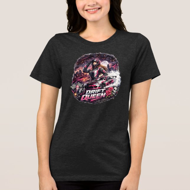 Drift Drottning JDM Sportbil Racingplagg T Shirt (Framsida)