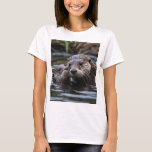 Drift i Kärlek: Mummy och Baby Otter i floden T Shirt