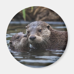 **"Drift i Kärlek: Mummy och Baby Otter"** Magnet