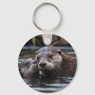 **"Drift i Kärlek: Mummy och Baby Otter"** Nyckelring