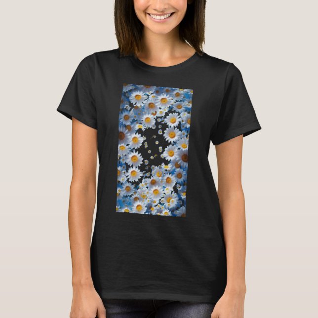 Drift of Daisies Petals in the Void Where Light Bl T Shirt (Framsida)