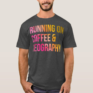 Drift på kaffe och geografi i vattenfärg t shirt