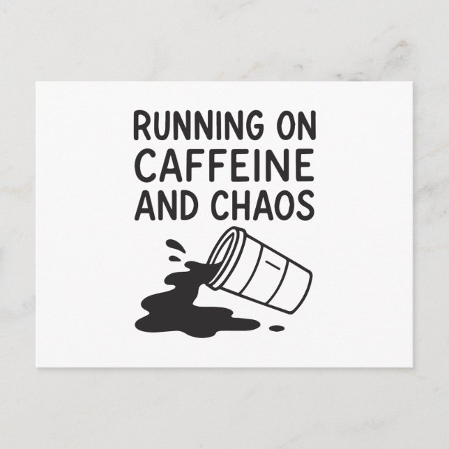 Drift på koffein och kaos helg vykort (Framsida)