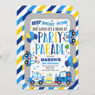 Drift vid födelsedagspolis i Parad Inbjudningar