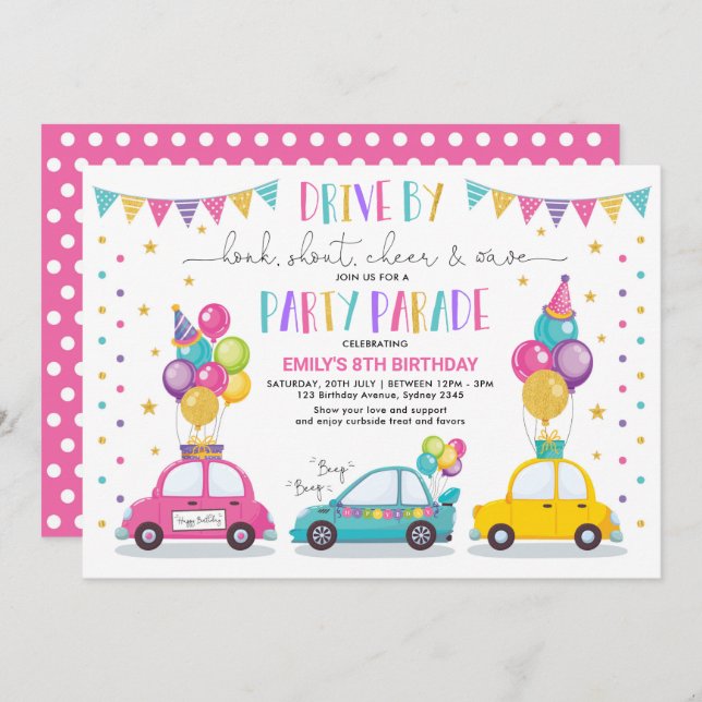 Drift vid födelsedagstorgen Parad Quarantine Party Inbjudningar (Fram/baksida)