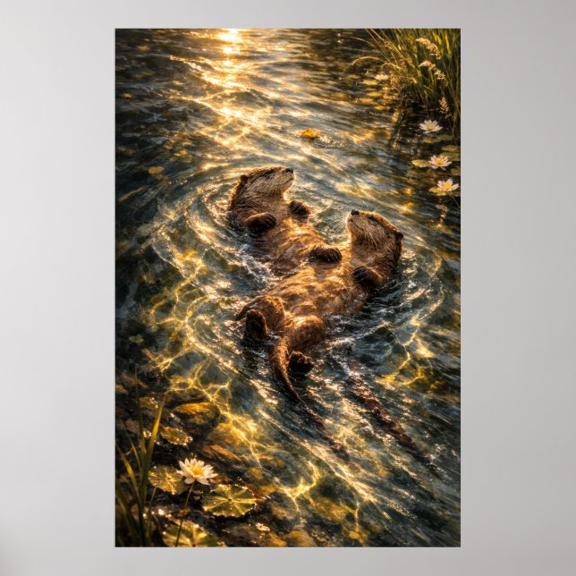 Drifting Together | River Otter Art | Affisch (Framsidan)