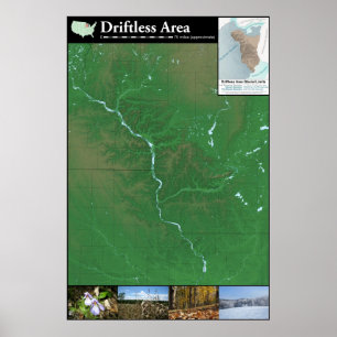 Driftless områdeskartaaffisch (24x36in) poster
