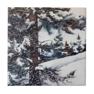 Driftslandskapet Winter gräs träd och snö Kakelplatta