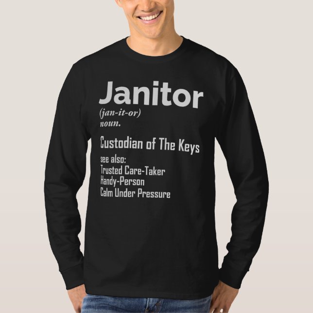 Driftsledare för Janitor Noun Definition Facility  T Shirt (Framsida)