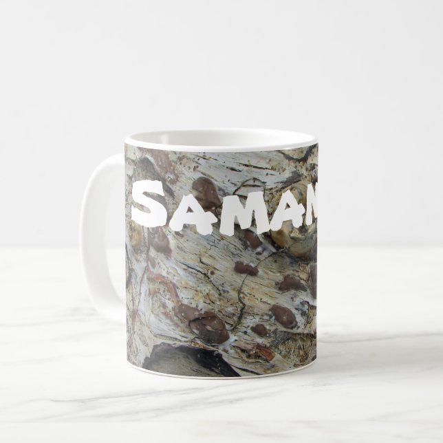 Driftved Grain Mönster med Namn Woodgrain Kaffemugg (Framsida vänster)