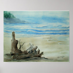 Driftved på Poster Beach Watercolor