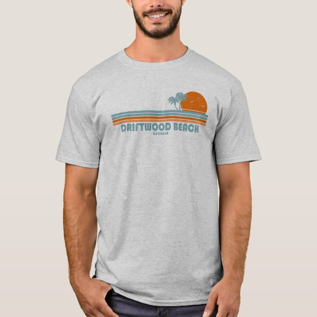 Driftwood Beach Georgia Sol Handflatan Träd T Shirt (Framsida)
