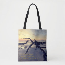 Driftwood Beach vid gryningen Tote Bag Tygkasse