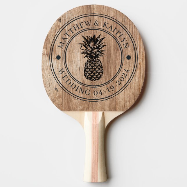 Driftwood Boards Ananas Bröllopskam & Namn Pingisracket (Baksidan)
