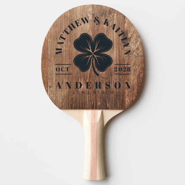 Driftwood Boards Irländsk Lyckoklöver Bröllopskam  Pingisracket (Framsidan)