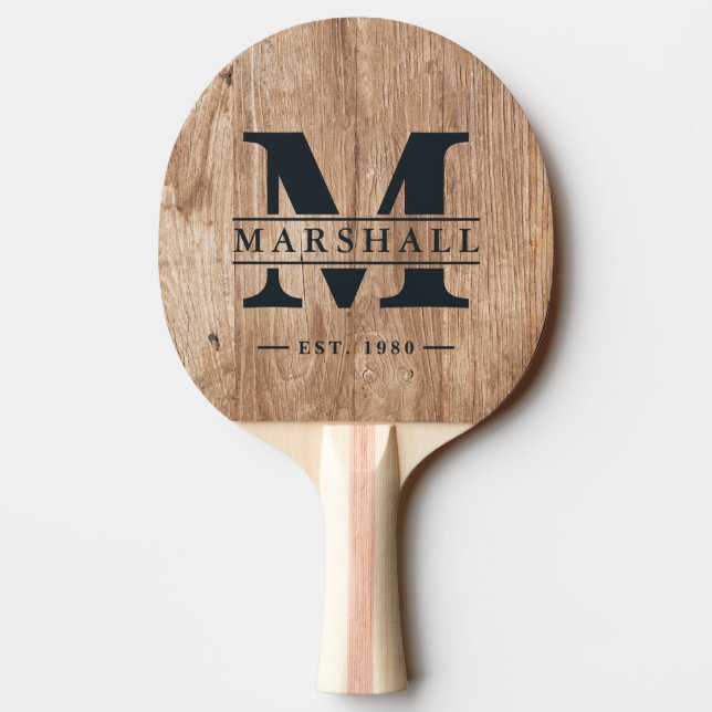 Driftwood Boards Monogram & Namnöverlägg Pingisracket (Baksidan)