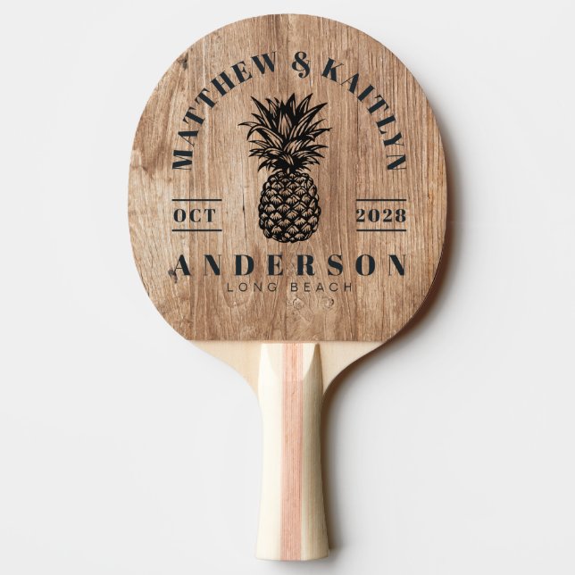 Driftwood Boards Tropisk Ananas Bröllopskam Pingisracket (Baksidan)