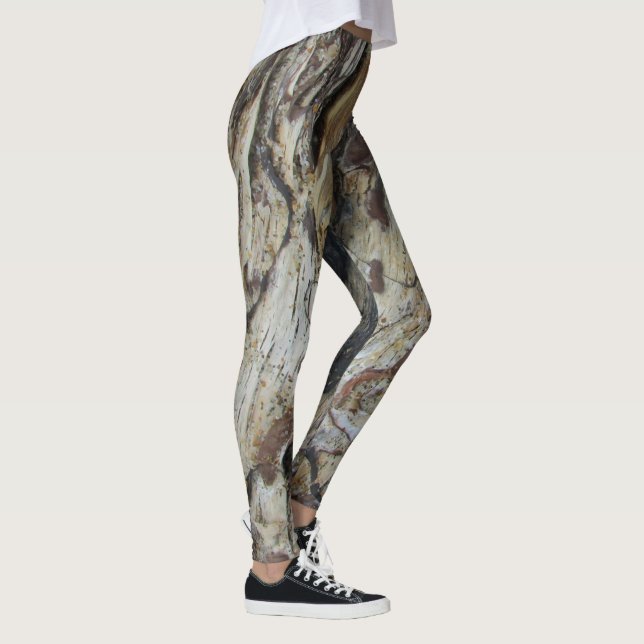 Driftwood Grain Mönster Photo Rustic Woodgrain Leggings (Höger)