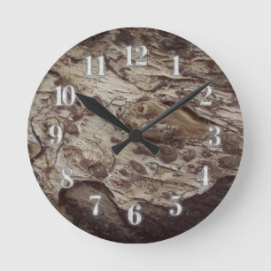 Driftwood Grain Mönster Photo Rustic Woodgrain Rund Klocka