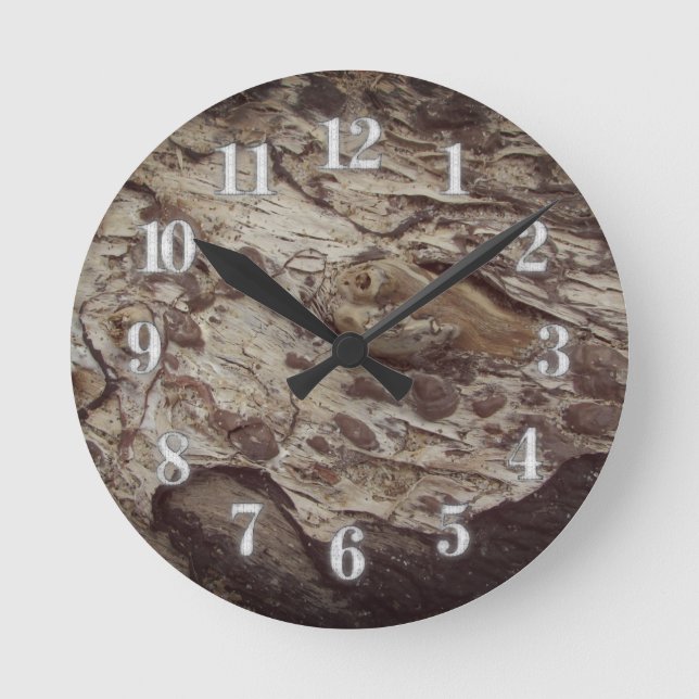 Driftwood Grain Mönster Photo Rustic Woodgrain Rund Klocka (Framsida)