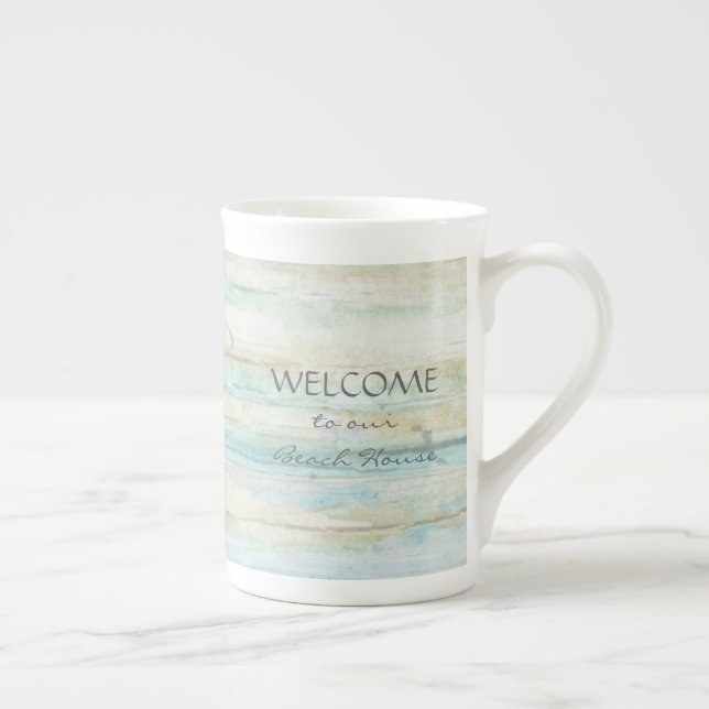 Driftwood Ocean Beach House Coastal Seashore Benporslin Mugg (Höger)
