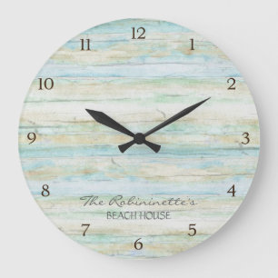 Driftwood Ocean Beach House Coastal Seashore Stor Klocka