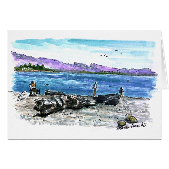 Driftwood och hav hälsningskort (Framsidan Horizontal)