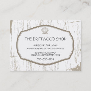 DRIFTWOOD- OCH SKALLOPED-SNÄCKA VISITKORT