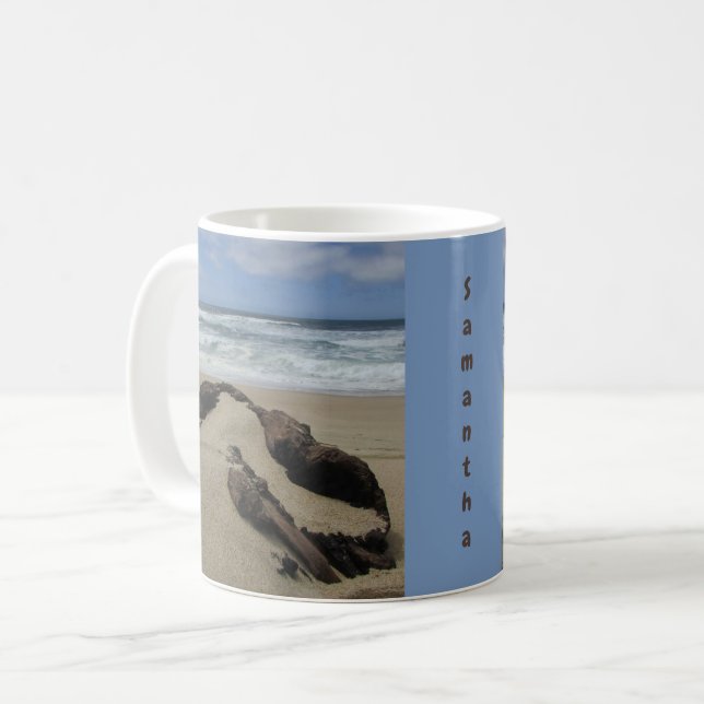 Driftwood Sand Ocean Pacific Kusten Beach Kaffemugg (Framsida vänster)