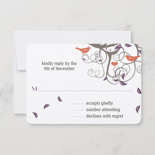 Driftwood Träd Swirl Love birds Bröllop OSA (Framsida)