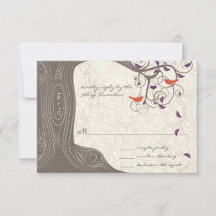 Driftwood Träd Swirl Love birds Bröllop OSA Kort