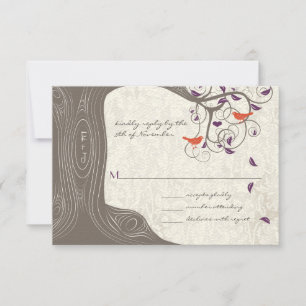 Driftwood Träd Swirl Love birds Bröllop OSA Kort