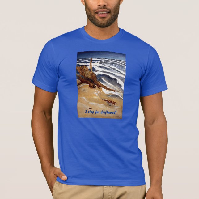 Driftwood vid strandT-tröja T-shirt (Framsida)