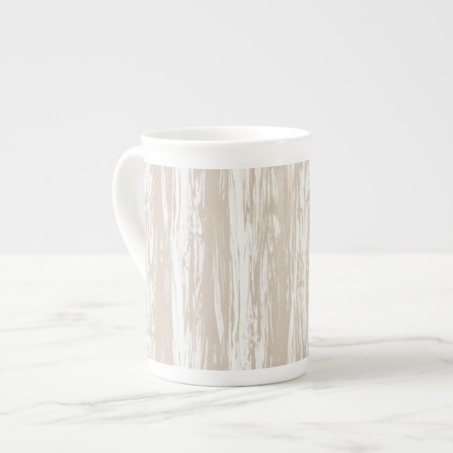 Driftwoodmönster - taupesolbränna och vit benporslin mugg (Framsida vänster)