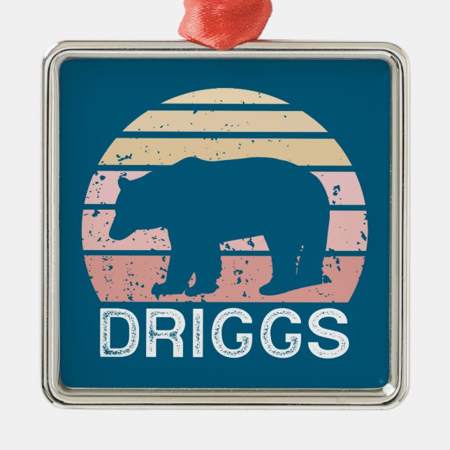 Driggs Idaho Retro Bear Julgransprydnad Metall (Framsidan)