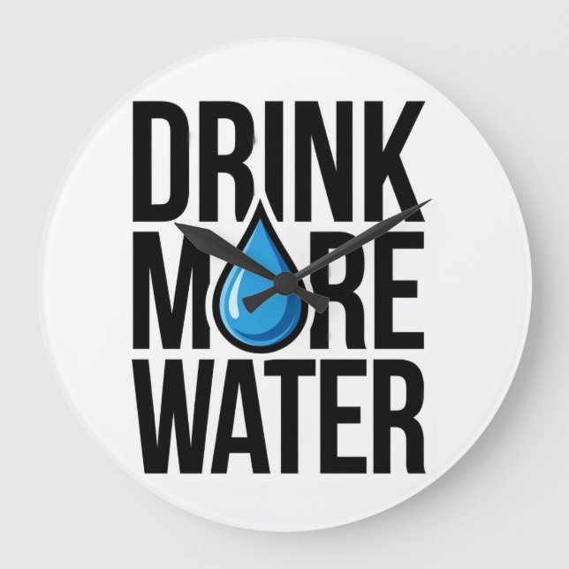 DRIK MER VATTEN with a blue drop icon Stor Klocka (Framsida)