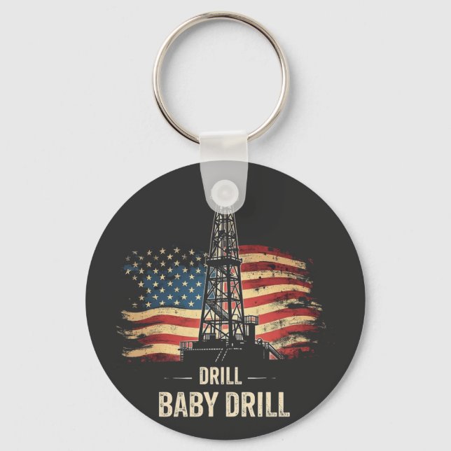 Drill Baby borll American Trump Energy Economy Nyckelring (Framsida)
