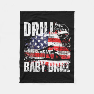 Drill Baby borll Oilfield American Flagga Oil Dril Fleecefilt