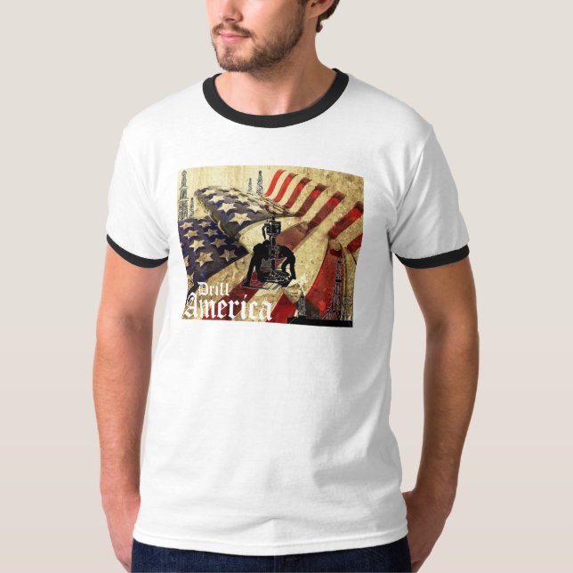 Drillborr Amerika, vintageflagga T Shirt (Framsida)