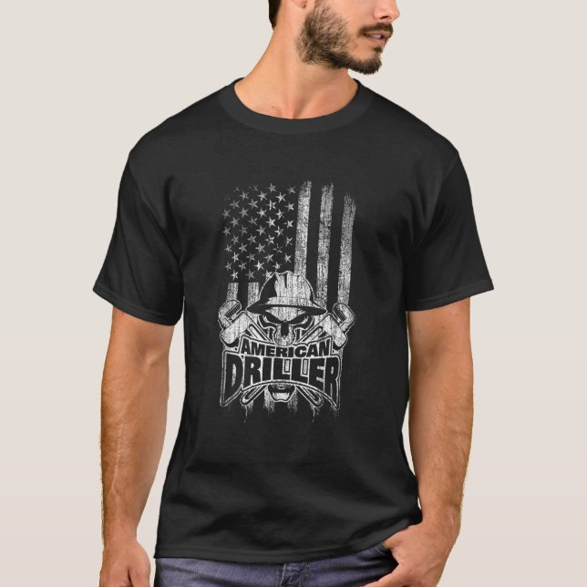 Driller American Flagga T Shirt (Framsida)