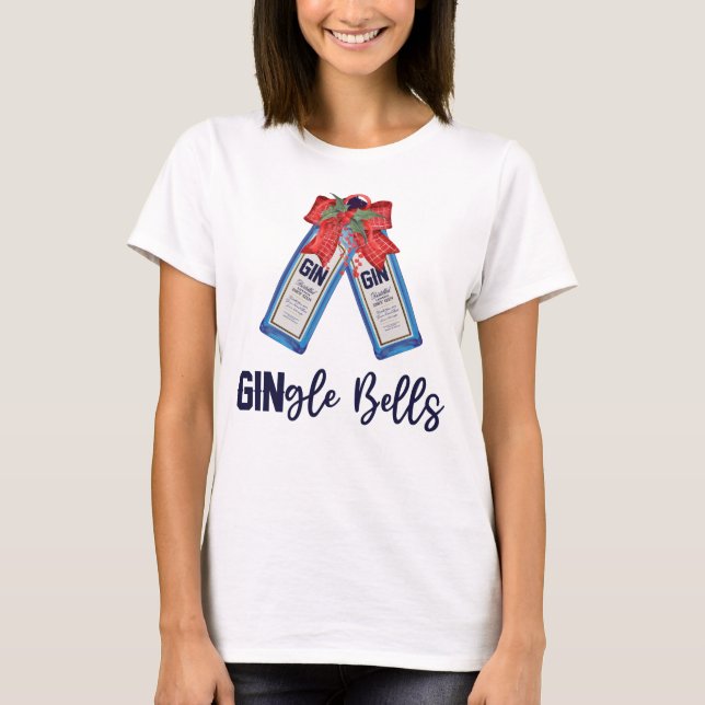 Drinering av Gin Vin Gin Klockor T Shirt (Framsida)