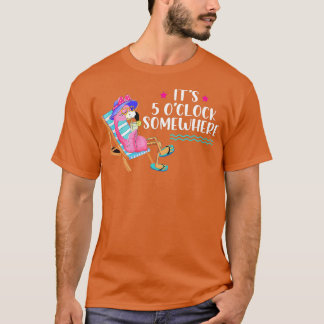 Drinering av persikoavacering Flamingo dess 5 OClo T Shirt