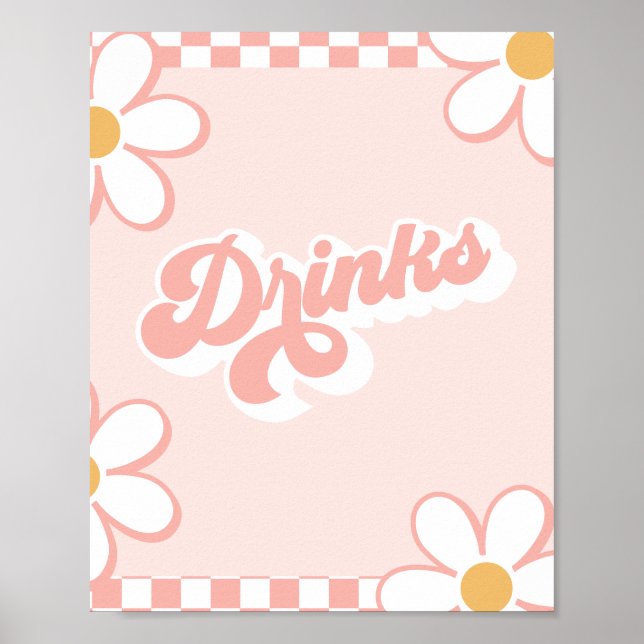 Drineringsskylt för Groovy Baby Shower Drinks Poster (Framsidan)