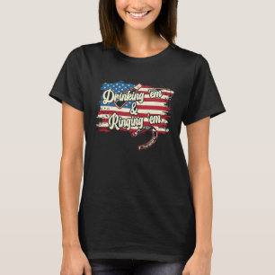 Dringkin 'Em Ringin 'Em USA flagga Horseshoe Pitch T Shirt
