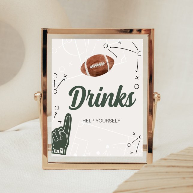 Drinjer från fotbollsbabyskor poster (A Little All Star Baby Shower Drinks Sign)