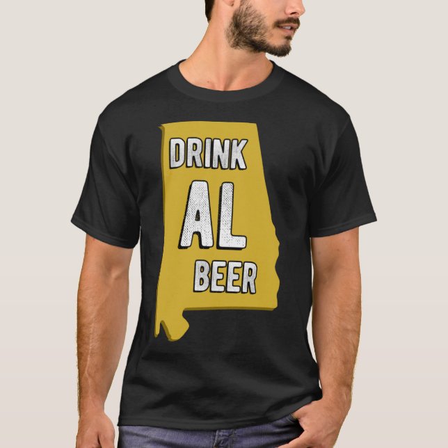 Drink AL Beer State of Alabama Beer Birmingham Hun T Shirt (Framsida)